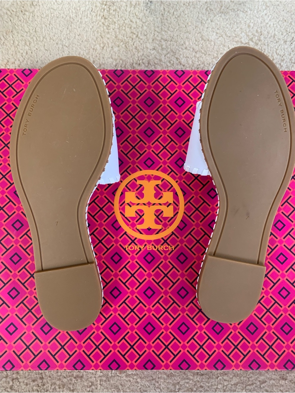 Tory Burch white leather slides with signature T logo. Brand new, no box. - Picture 3 of 4